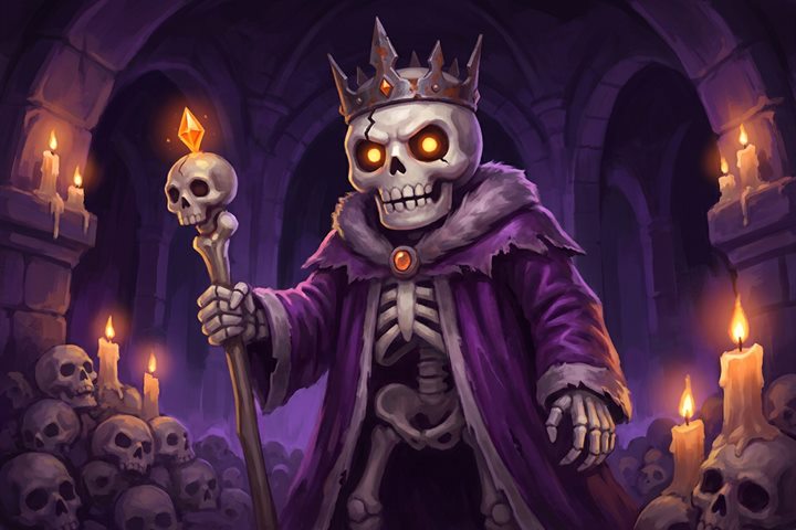 The Bone Lord on a throne of skulls
